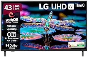 LG 108 cm (43 inches) UA82 Series 4K Ultra HD Smart webOS LED TV 43UA82006LA (Black) - Image 1
