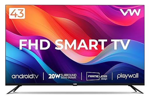 VW 109 cm (43 inches) Playwall Frameless Series Full HD Android Smart LED TV VW43F1 (Black) - Image 1