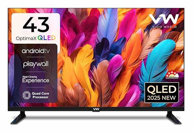 VW 109 cm (43 inches) OptimaX Series Full HD Smart QLED Android TV VW43AQ1 (Black) - Image 1